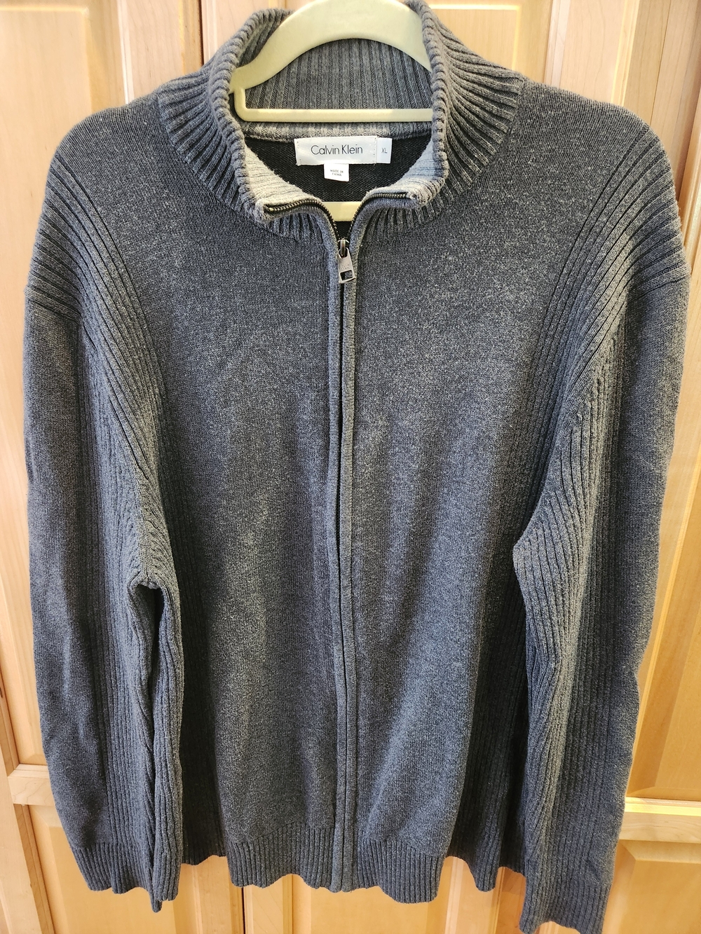 Calvin Klein Men's Charcoal Zip-Up Sweater